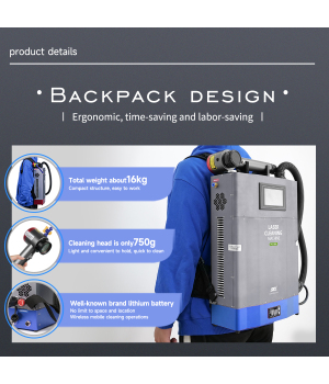 100W 200W Backpack Laser Cleaning Machine Pulse Type Fiber Laser Cleaner Metal Rust Paint Oxide Coating Removal Machine